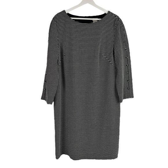 Chico’s Women’s size 16 Button Detail Jacquard Shift Dress Black/White - Picture 1 of 13
